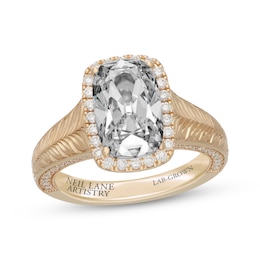 Neil Lane Artistry Cushion-Cut Lab-Grown Diamond Halo Engagement Ring 3-5/8 ct tw 18K Yellow Gold