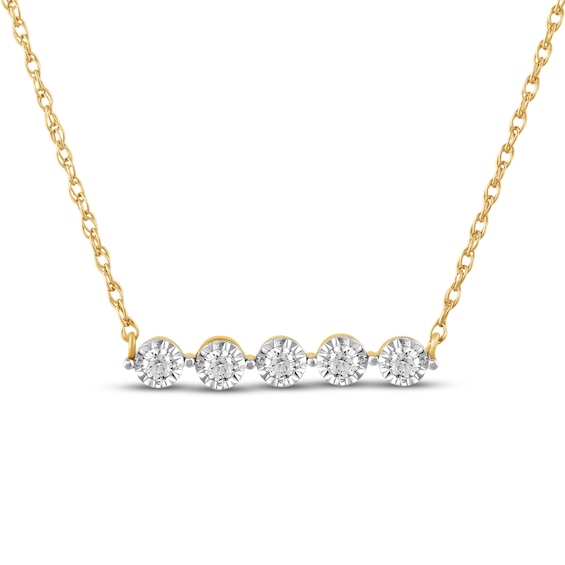 KAY Lab-Grown Diamonds Bar Necklace 1/5 ct tw 14K Yellow Gold-Plated Sterling Silver 18"
