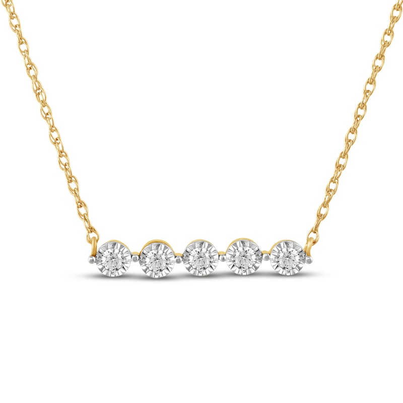 Main Image 1 of KAY Lab-Grown Diamonds Bar Necklace 1/5 ct tw 14K Yellow Gold-Plated Sterling Silver 18"