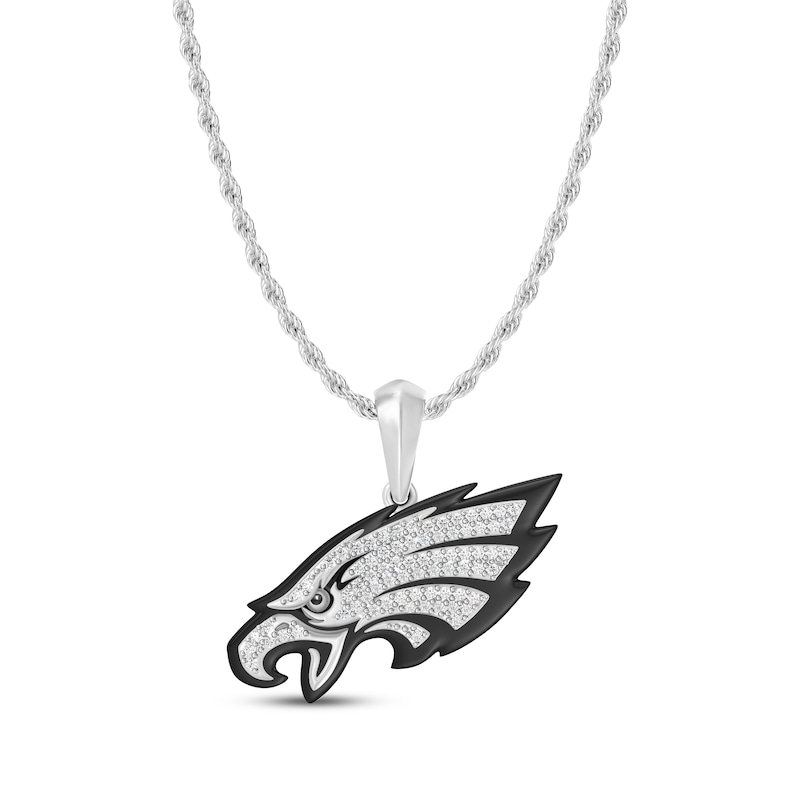 Main Image 1 of True Fans Philadelphia Eagles 1/4 ct tw Necklace Sterling Silver