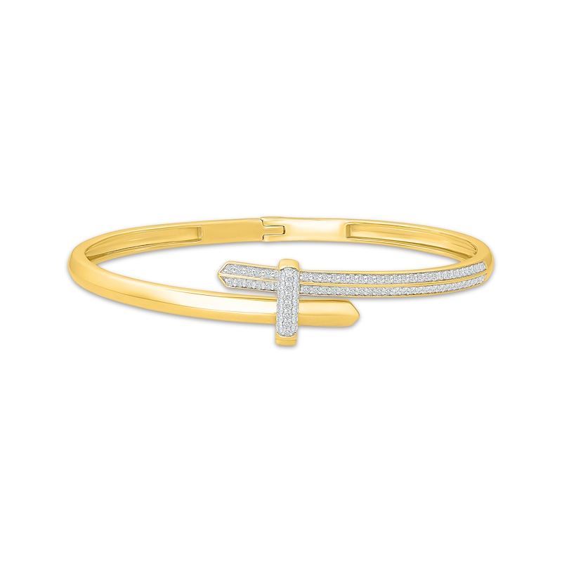 Main Image 1 of KAY Lab-Grown Diamonds Bypass Bangle Bracelet 5/8 ct tw 14K Yellow Gold-Plated Sterling Silver