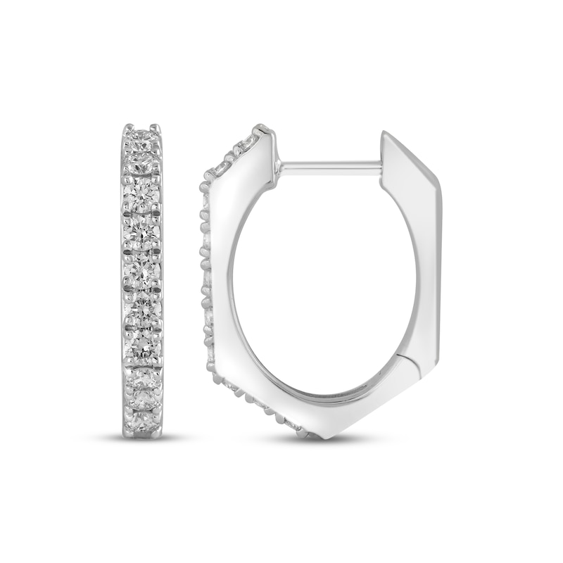 Main Image 3 of KAY Lab-Grown Diamonds Hexagon Hoop Earrings 1 ct tw Sterling Silver