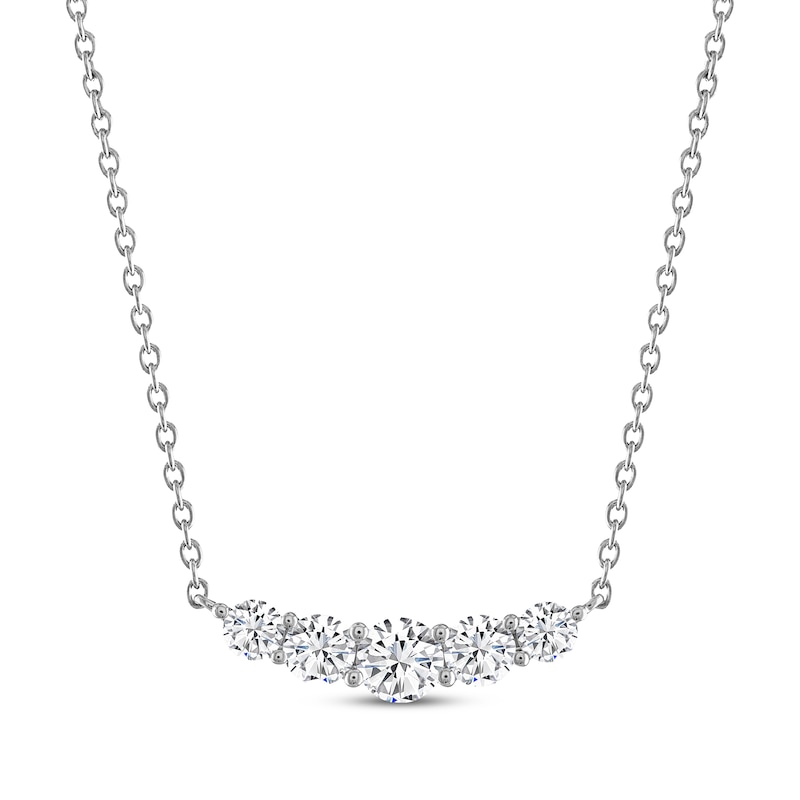 Main Image 1 of THE LEO Diamond Five-Stone Necklace 3/4 ct tw 14K White Gold 19"