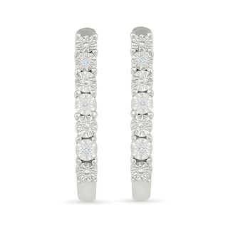 Diamond Accent Hoop Earrings Sterling Silver