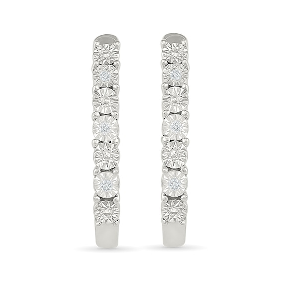 Diamond Accent Hoop Earrings Sterling Silver