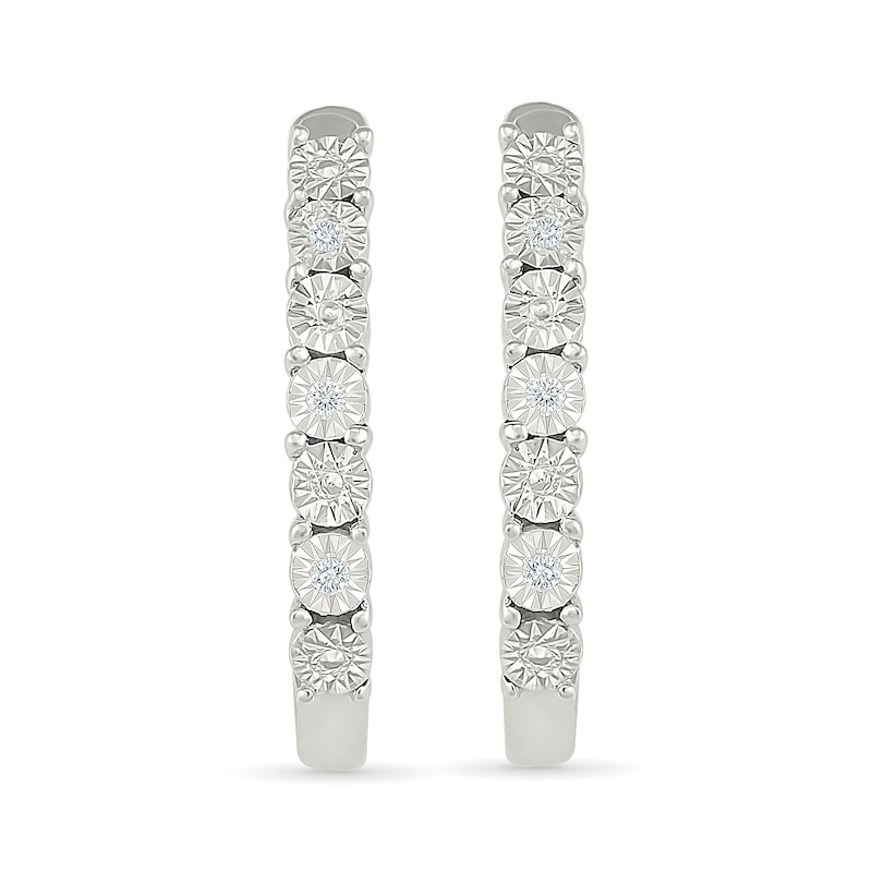 Main Image 1 of Diamond Accent Hoop Earrings Sterling Silver