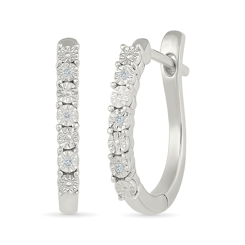 Main Image 2 of Diamond Accent Hoop Earrings Sterling Silver