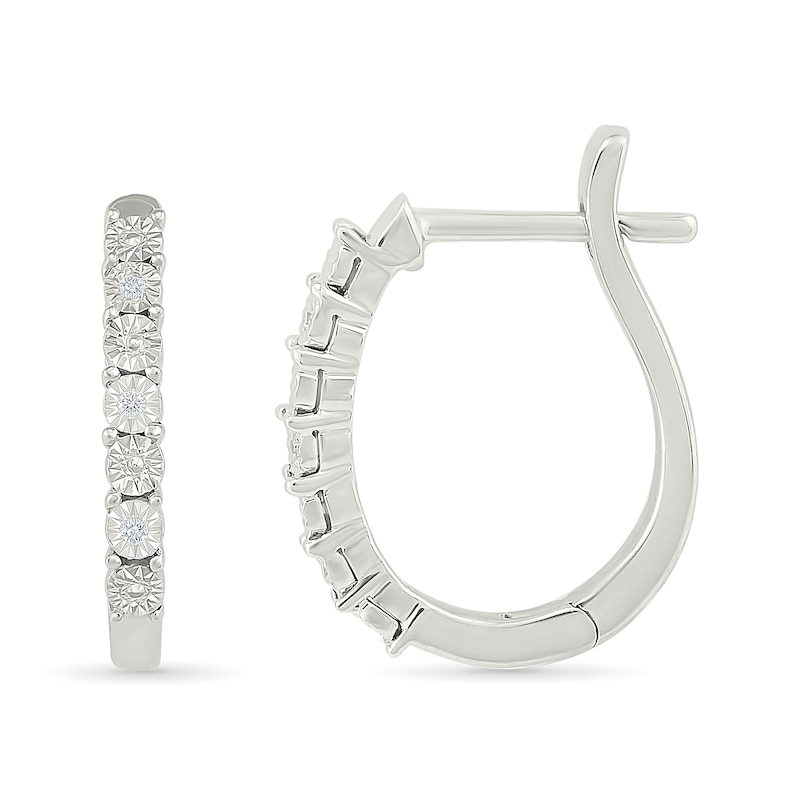 Main Image 3 of Diamond Accent Hoop Earrings Sterling Silver