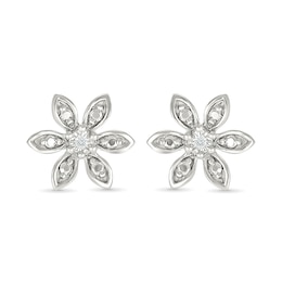 Diamond Accent Flower Stud Earrings Sterling Silver