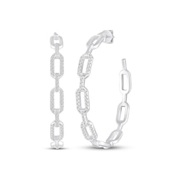 KAY Lab-Grown Diamonds Paperclip J-Hoop Earrings 1/3 ct tw Sterling Silver