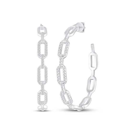 KAY Lab-Grown Diamonds Paperclip J-Hoop Earrings 1/3 ct tw Sterling Silver