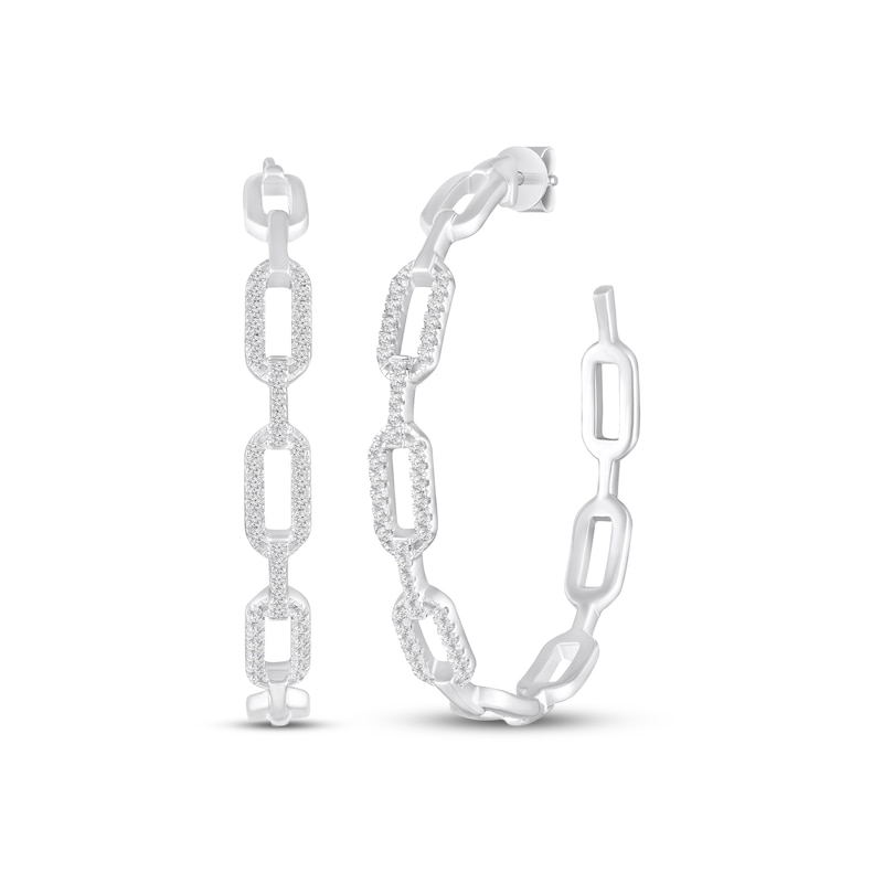 Main Image 1 of KAY Lab-Grown Diamonds Paperclip J-Hoop Earrings 1/3 ct tw Sterling Silver