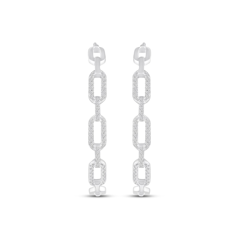 Main Image 2 of KAY Lab-Grown Diamonds Paperclip J-Hoop Earrings 1/3 ct tw Sterling Silver