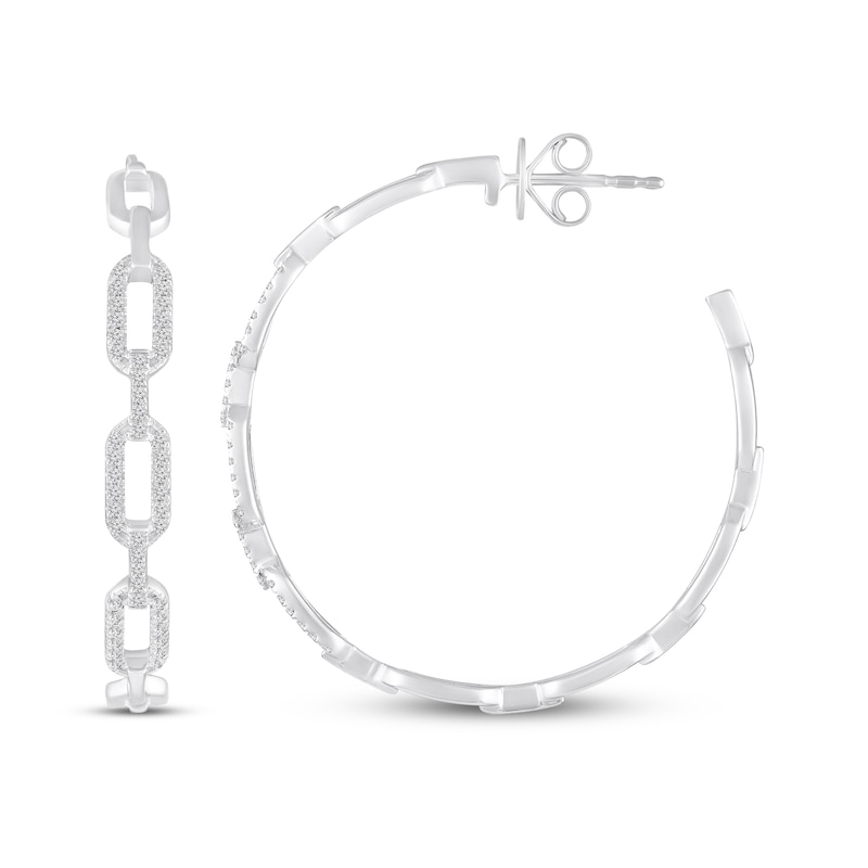 Main Image 3 of KAY Lab-Grown Diamonds Paperclip J-Hoop Earrings 1/3 ct tw Sterling Silver