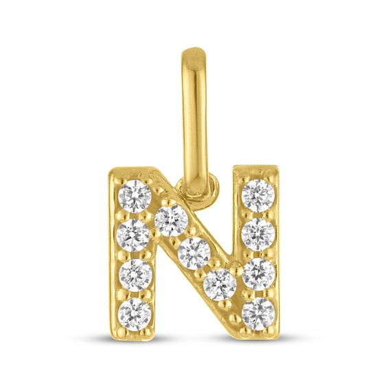 STUDIO BY KAY Lab-Grown Diamond Initial N Charm 1/10 ct tw 24K Yellow Gold Vermeil Sterling Silver