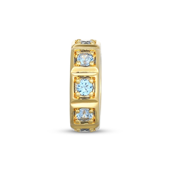 STUDIO BY KAY Swiss Blue Topaz Squared Frame Rondelle Charm 24K Yellow Gold Vermeil Sterling Silver