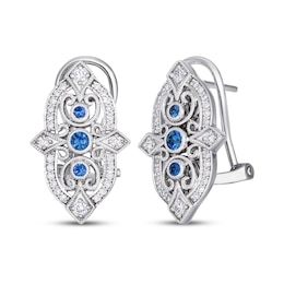 Le Vian Sapphire Blue Vintage-Inspired Earrings 1/3 ct tw Diamonds 14K Vanilla Gold