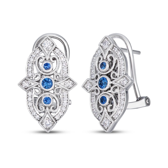 Le Vian Sapphire Blue Vintage-Inspired Earrings 1/3 ct tw Diamonds 14K Vanilla Gold