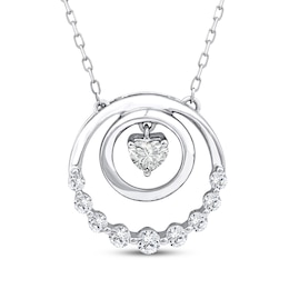 Mom + Me Heart-Shaped Lab-Grown Diamond Double Circle Necklace 3/8 ct tw 10K White Gold 18"