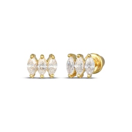 Rocksbox Marquise-Cut Trio Lab-Grown Diamond Stud Earrings 3/8 ct tw 24K Yellow Gold Vermeil Sterling Silver