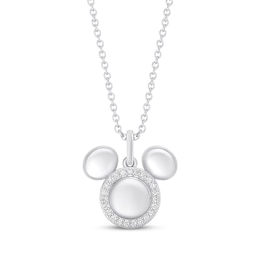 Disney Treasures Mickey Mouse Lab-Grown Diamond Necklace 1/8 ct tw Sterling Silver 19"