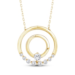 Mom + Me Lab-Grown Diamond Nine-Stone Double Circle Hoop Necklace 1/2 ct tw 10K Yellow Gold 18"