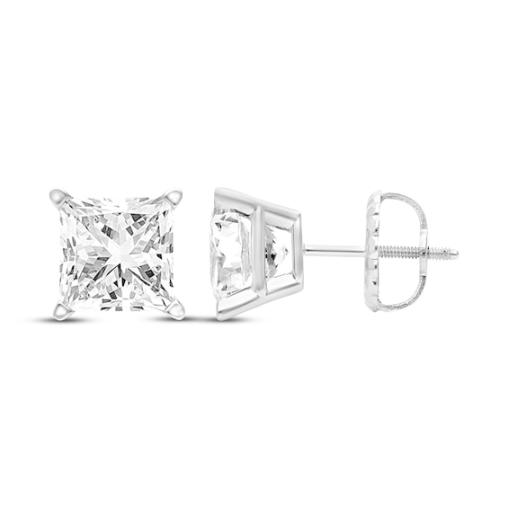 KAY Lab-Grown Diamonds Certified Princess-Cut Solitaire Stud Earrings 4 ct tw 14K White Gold (F/VS2)