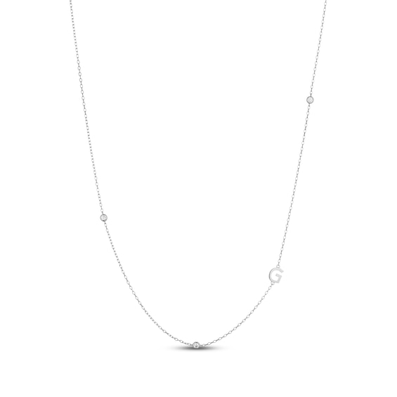 Rocksbox The Sideways Initial Lab-Grown Diamond "G" Necklace 1/10 ct tw Sterling Silver 19"