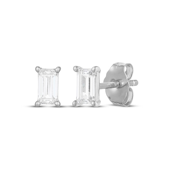 Rocksbox The Nora Baguette-Cut Lab Grown Diamond Solitaire Stud Earrings 3/8 ct tw Sterling Silver (I/SI2)