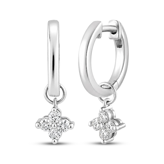KAY Lab-Grown Diamonds Clover Hoop Drop Earrings 1/5 ct tw Sterling Silver