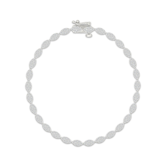 Diamond Marquise Link Bracelet 1-1/2 ct tw 10K White Gold 7"