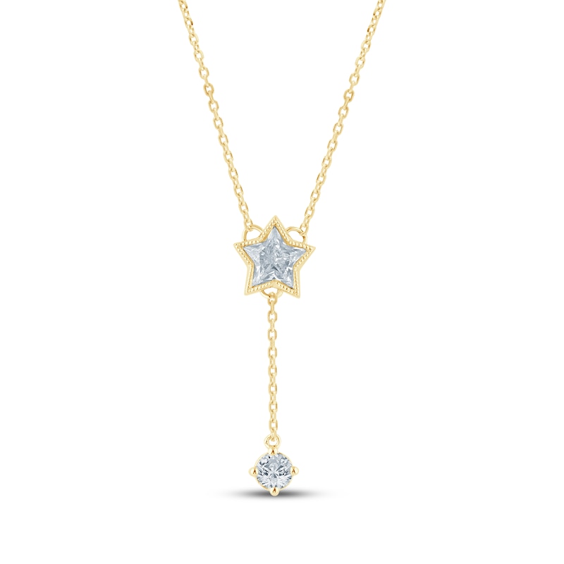 Main Image 1 of KAY Lab-Grown Diamonds Star-Shaped & Round-Cut "Y" Necklace 5/8 ct tw 10K Yellow Gold 18"