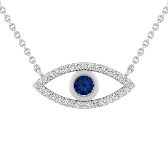 1/6 ct tw Diamond Birthstone Evil Eye Necklace (1 Stone)