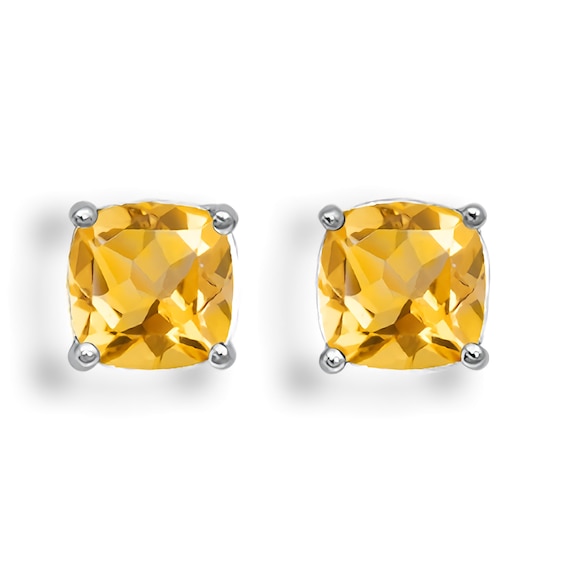 Cushion Birthstone Fashion Stud Earrings (1 Stone)