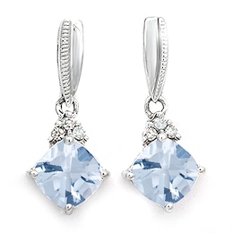 Cushion Birthstone Drop Earrings (1 Stone)