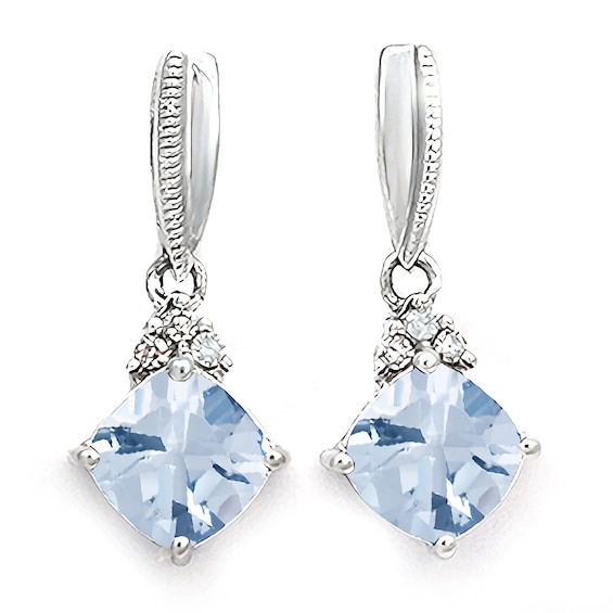 Cushion Birthstone Drop Earrings (1 Stone)