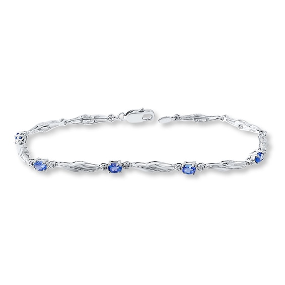 Tanzanite Bracelet Diamond Accents Sterling Silver
