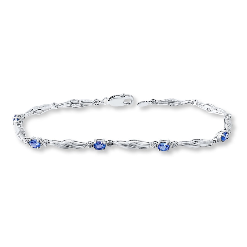 Main Image 1 of Tanzanite Bracelet Diamond Accents Sterling Silver