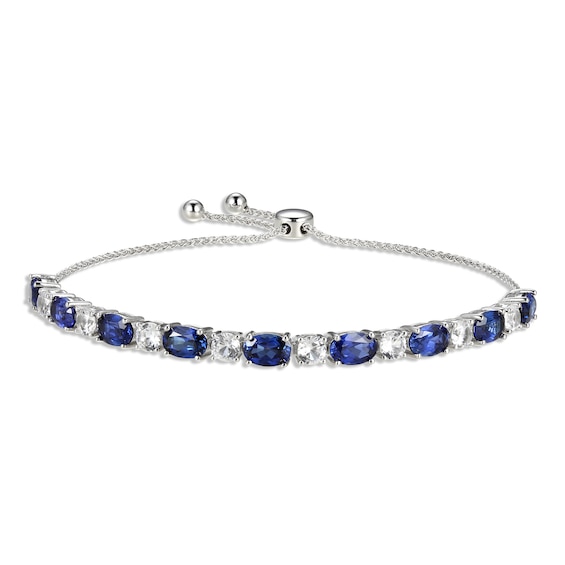 Kay Blue & White Lab-Created Sapphire Bolo Bracelet Sterling Silver