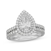 Thumbnail Image 1 of Neil Lane Artistry Pear-Shaped Lab-Grown Diamond Double Halo Bridal Set 2 ct tw 14K White Gold