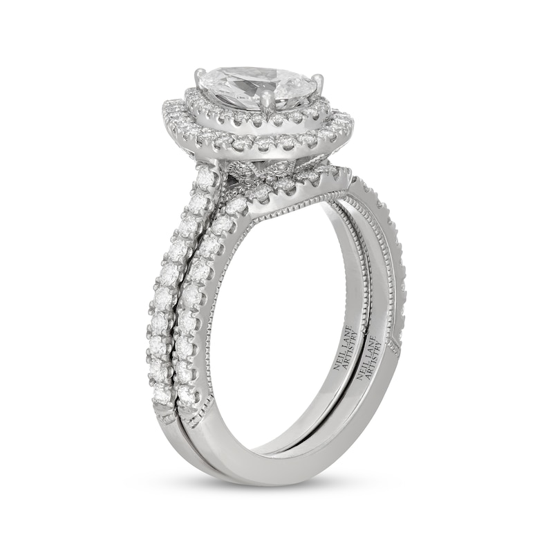 Main Image 2 of Neil Lane Artistry Pear-Shaped Lab-Grown Diamond Double Halo Bridal Set 2 ct tw 14K White Gold