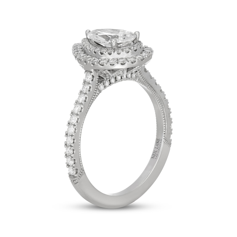 Main Image 2 of Neil Lane Artistry Pear-Shaped Lab-Grown Diamond Double Frame Engagement Ring 1-3/4 ct tw 14K White Gold