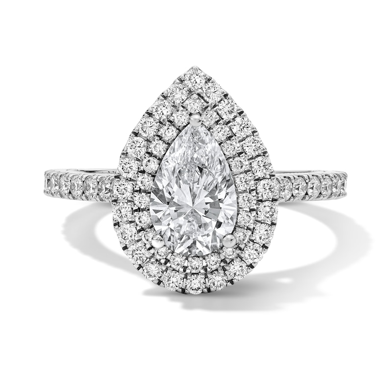 Main Image 7 of Neil Lane Artistry Pear-Shaped Lab-Grown Diamond Double Frame Engagement Ring 1-3/4 ct tw 14K White Gold