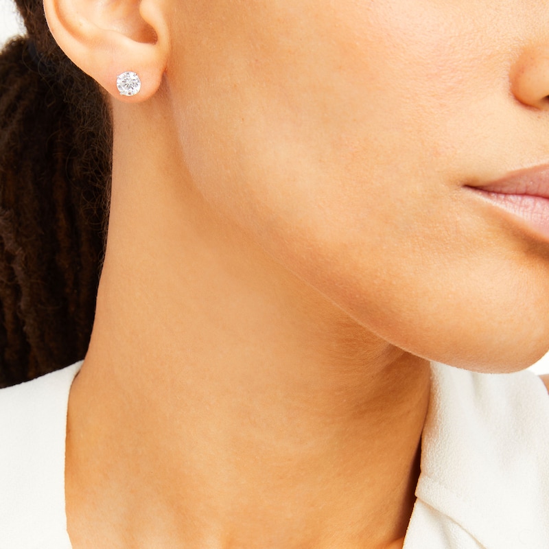 Main Image 2 of Diamond Solitaire Stud Earrings 2 ct tw Round-cut 14K White Gold (J/I2)