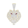 Thumbnail Image 0 of Men's Diamond & Lab-Created Ruby Tiger Charm 7/8 ct tw Round-cut 10K Yellow Gold