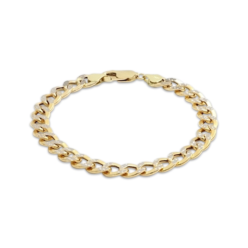 Main Image 1 of Link 5.2mm Curb Chain Bracelet Semi-Solid 10K Yellow Gold 7.5”