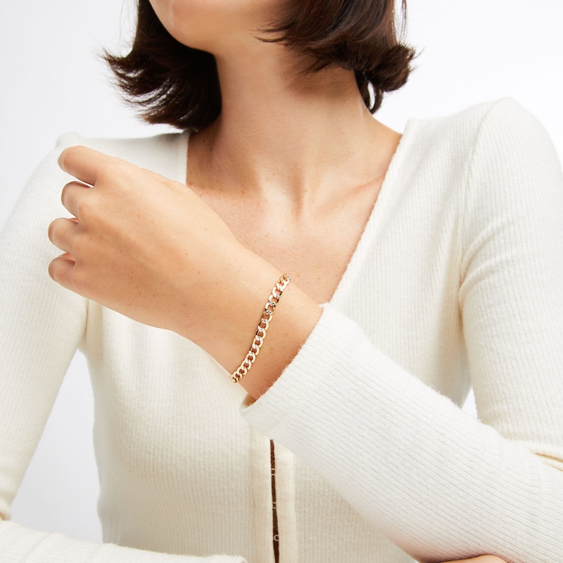 Main Image 2 of Link 5.2mm Curb Chain Bracelet Semi-Solid 10K Yellow Gold 7.5”