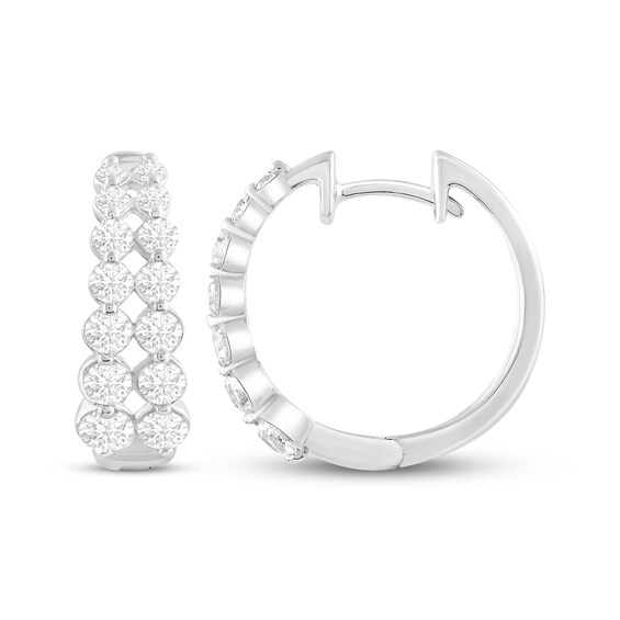 Lab-Created Diamonds by KAY Double Row Hoop Earrings 1 ct tw 14K White Gold