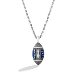 True Fans New York Giants 1/20 CT. T.W. Diamond Vertical Football Necklace in Sterling Silver