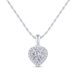 Heart-Shaped & Round-Cut White Lab-Created Sapphire Heart Necklace Sterling Silver 18”